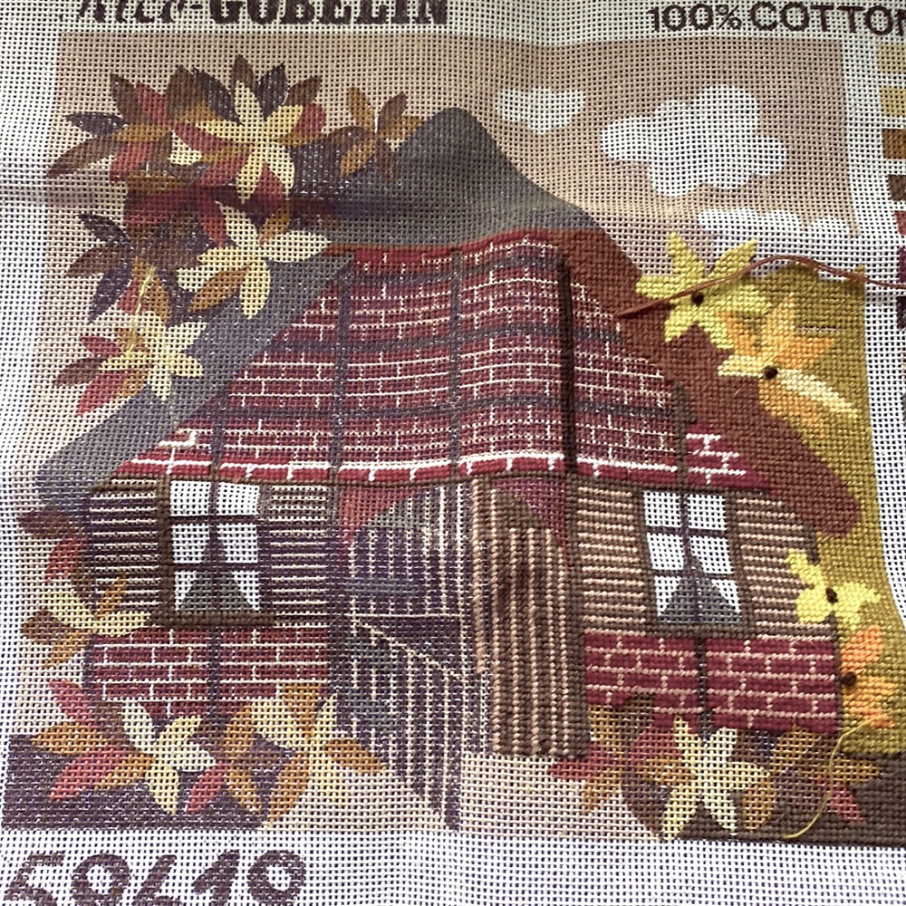 Petite point German Barn needlepoint canvas